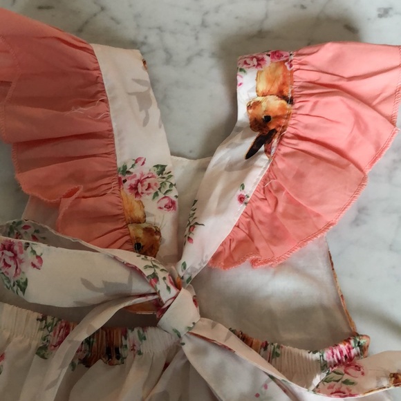 Baby romper with bunnies my pattern sz 6-9 months - Picture 4 of 5